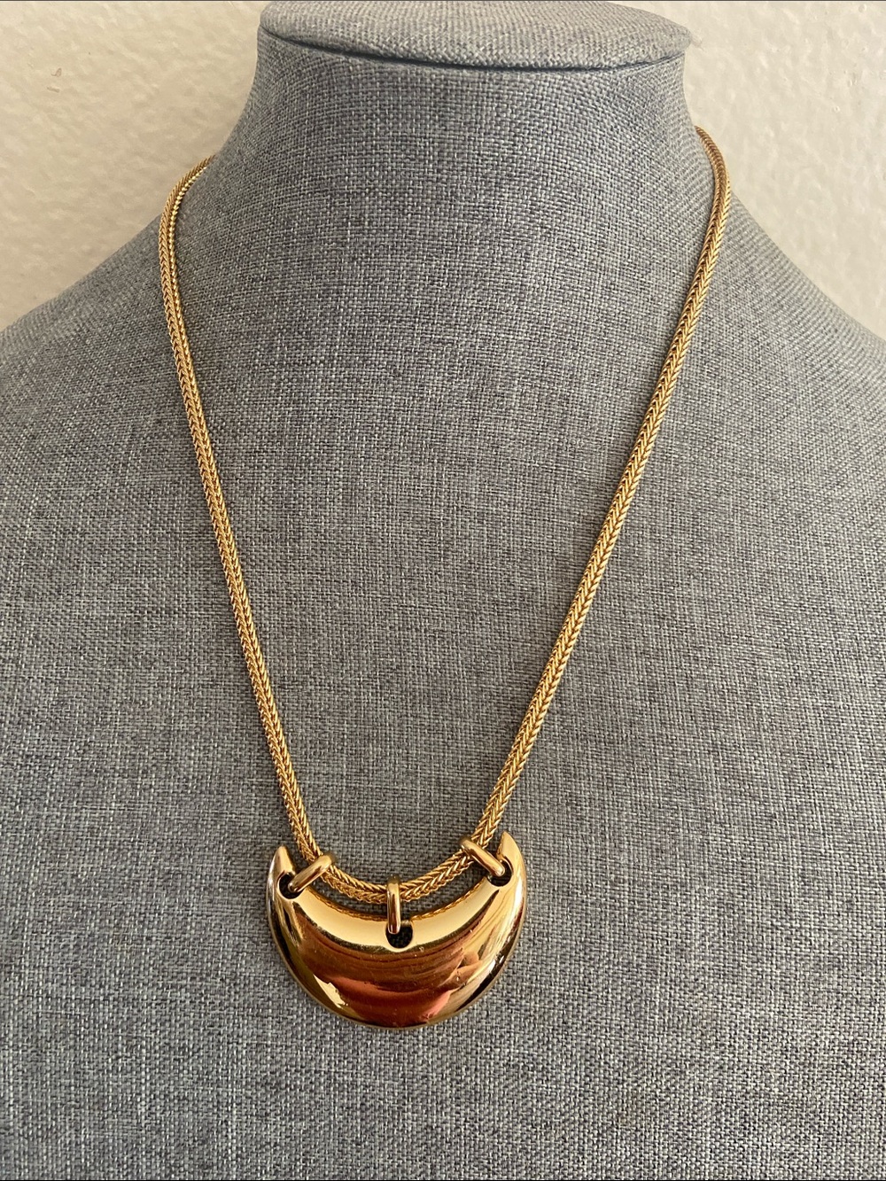 Vintage Monet Gold Plated Crescent Moon Necklace